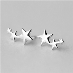 Shooting Star Triple Earrings in Solid Sterling Silver - EAQ20S