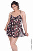 Women's Plus Size Printed Chiffon 3-Pieces Baby Doll Pajama Set #2080X