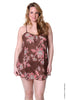 Women's Plus Size Printed Chiffon 3-Pieces Baby Doll Pajama Set #2080X