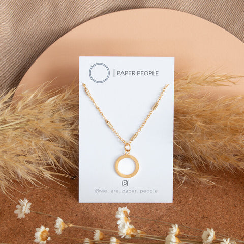 Small Loop Necklace - Gold Plated Tube Chain + Small Loop Charm 18" - WA5