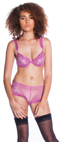 Women's Mesh Underwire Bra and Boy Short Set #1009