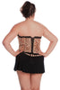 Women's Plus Size Metallic Foil Strapless Bustier and Skirt 2 Piece Set #1067X