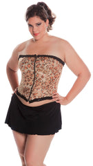 Women's Plus Size Metallic Foil Strapless Bustier and Skirt 2 Piece Set #1067X
