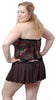 Women's Plus Size Metallic Foil Strapless Bustier and Skirt 2 Piece Set #1067X