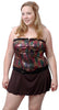 Women's Plus Size Metallic Foil Strapless Bustier and Skirt 2 Piece Set #1067X