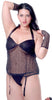 Women's Plus Size Sequined Mesh Bustier and G-String 2 Piece Set #1083X
