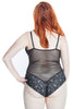 Women's Plus Size Dotted Mesh and Lace Teddy #1105X