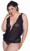 Women's Plus Size Fine Mesh Sexy Deep-V Thong Teddy #1107X