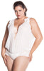 Women's Plus Size Fine Mesh Sexy Deep-V Thong Teddy #1107X