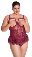 Plus Size women's Open Cups Bustier and G-String 2 Piece Set #1109X/XX