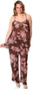 Women's Plus Size Printed Chiffon 3-Pieces Baby Doll Pajama Set #2080X
