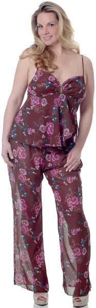 Women's Plus Size Printed Chiffon Camisole Pajama Set #2081X