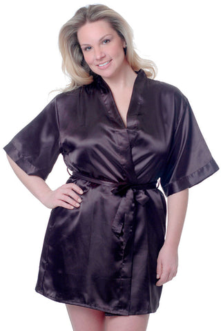Women's Super Plus Size (4X-6X) Silky Short Kimono Robe #3028XX