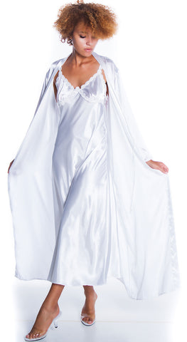 Women's Silky Nightgown With Venice Lace And Long Robe Set #60103049/X/XX