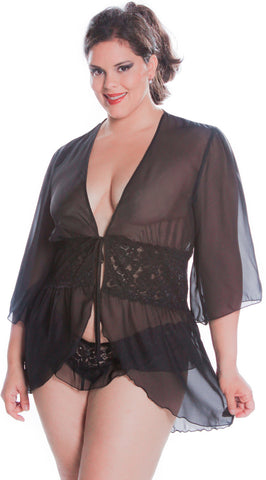 Women's Super Plus Size Chiffon Fitted Short Robe #3058XX