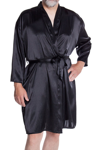 Men's Silky Satin Classic Short Kimono Robe #3079