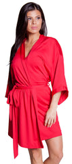 Women's Plus Size Stretch Knitted Short Kimono Wrap Robe #3081/X/XX