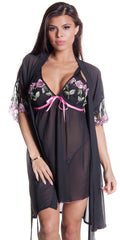 Women's Plus Size Chiffon Short wrap Robe and G-String Set #3099X/XX
