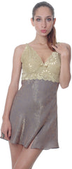 Women's Jacquard Chemise with Lace #4045