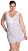 Women's Plus Size Microfibre Chemise with Lace #4054x (1x-6x)