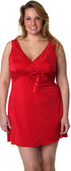 Women's Plus Size Microfibre Chemise with Lace #4054x (1x-6x)