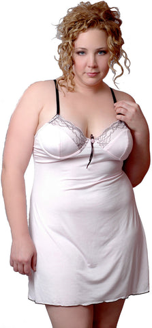Women's Plus Size Microfibre Chemise with Lace #4055x (1x-3x)