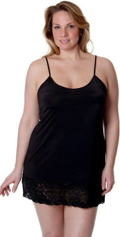 Women's Plus Size Microfibre Chemise/Slip with Lace #4073x (1x-3x)