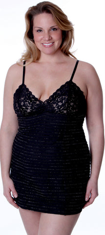 Women's Plus Size Metallic Ruffled Chemise #4094X (1x-3x)