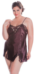 Women's Plus Size Silky Chemise with Lace #4096X (1x-6x)