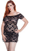 Women's Plus Size Stretch Lace Babydoll/Mini Dress with thong #5095x (1x-3x)