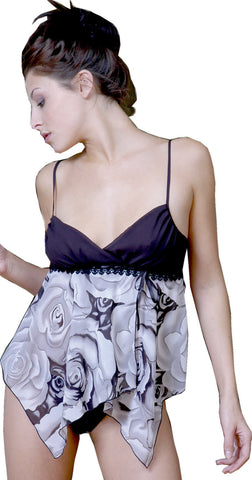 Women's Printed Georgette Babydoll with G-string #5149