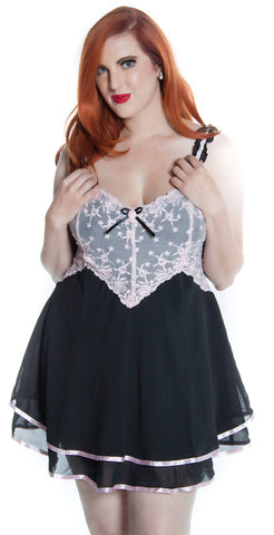 Women's Super Plus Size Chiffon Babydoll with G-string #5155x (4x-9x)