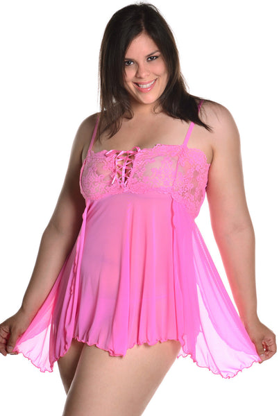 Mapale Curvy Size Babydoll with Matching G-String Color Hot Pink – Unspoken  Fashion