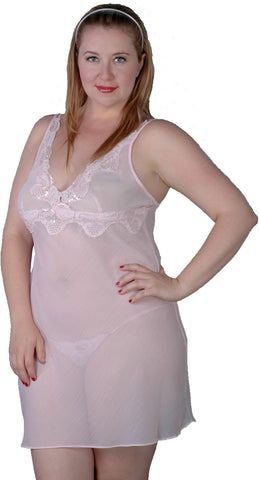 Women's Crinkle Chiffon Babydoll with G-String #5184/x (S-3x)