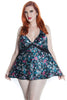 Women's Plus Size Printed Charmeuse Babydoll with G-string #5219x (1x-3x)