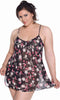 Women's Plus Size Printed Chiffon Babydoll with G-string #5221x (1x-6x)