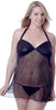 Women's Plus Size Sequined Mesh Babydoll with G-String #5224x (1x-3x)