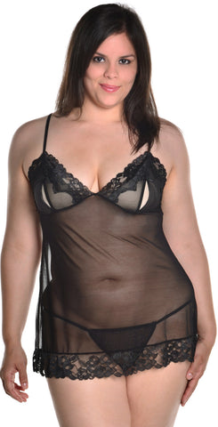 Women's Plus Size Mesh Babydoll with G-String #5226x (1x-3x)