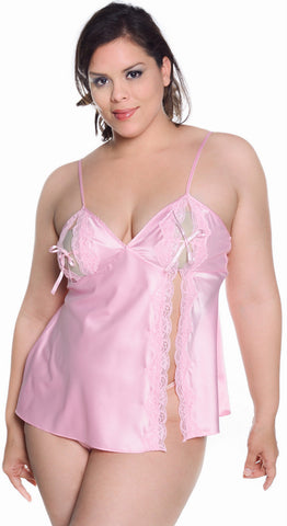 Women's Plus Size Matte Satin Babydoll with G-string #5232x (1x-3x)
