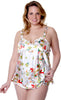 Women's Plus Size Printed Charmeuse Babydoll with Hipster Panty #5234x (1x-3x)
