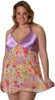 Women's Plus Size Printed Chiffon Babydoll with G-String #5235/x (1x-3x)