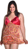 Women's Plus Size Printed Chiffon Babydoll with G-String #5235/x (1x-3x)
