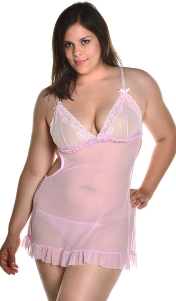 Women's Plus Size Mesh Babydoll with G-String #5196x – shirleymccoycouture
