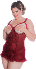 Women's Plus Size Burnout Mesh Babydoll with G-string #5261/x (1x-6x)