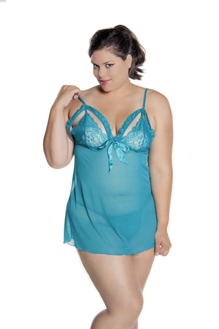 Plus Size women's Mesh Babydoll with G-String #5280x/xx(1x-6x)