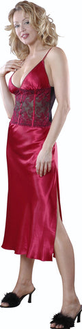 Women's Elegant Silky Nightgown With Embroidered Lace #6034