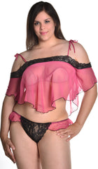 Women's Plus Size Chiffon Camisole Thong Set #7081x