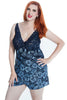 Women's Border Print Knitted Camisole short + Robe 3 pcs set #71053085/X
