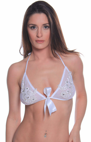 Women's Bridal Mesh Halter Triangle Bra # B308L