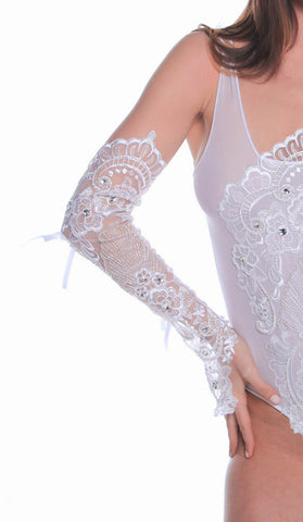 Women's Bridal Long Fingerless Gloves # B314D